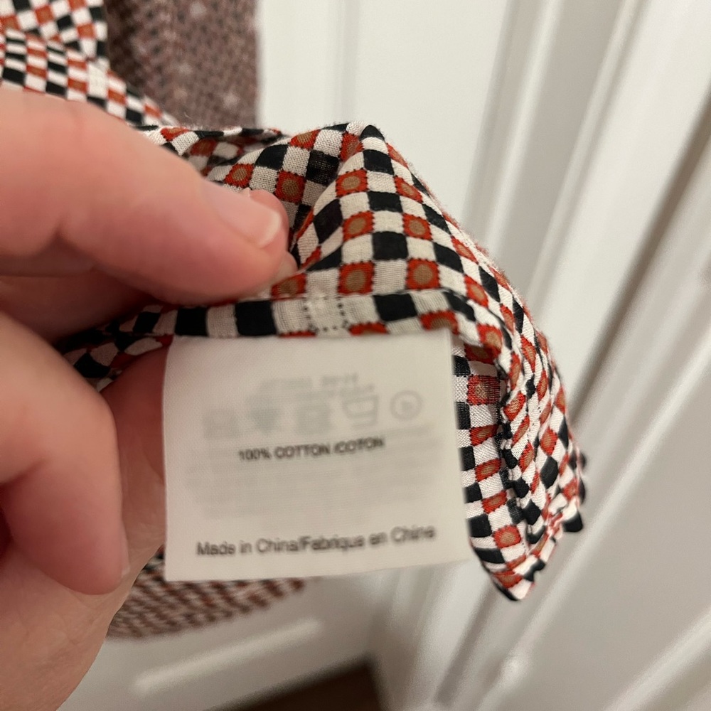 NWOT TORY BURCH Blouse Size 6 Checker Board Print Roll Tab Sleeve. - Picture 5 of 9